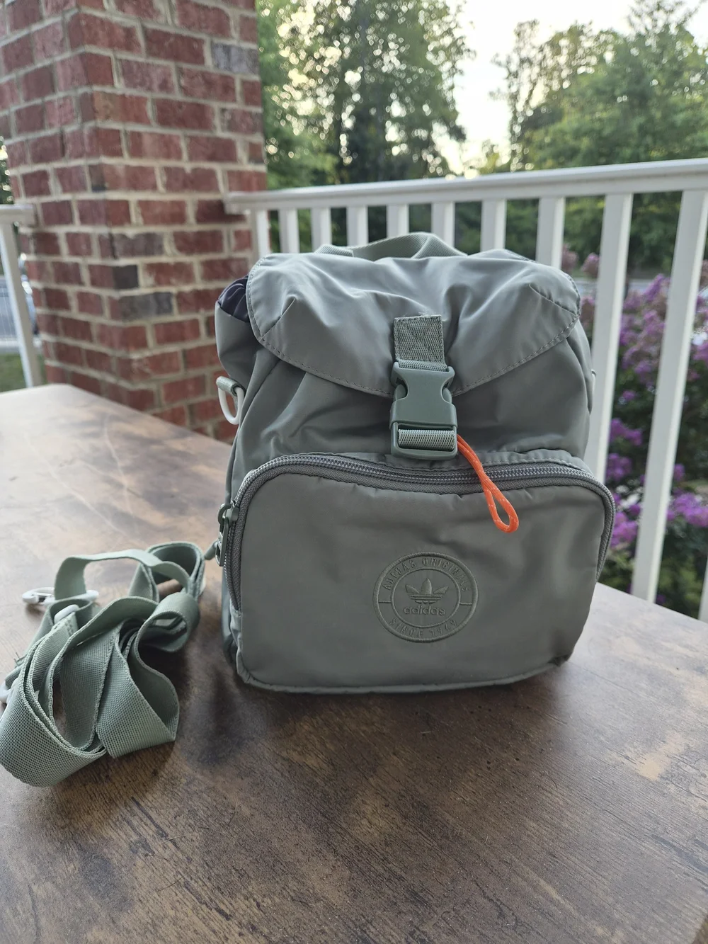 adidas Sage Green Bag with Orange Accent